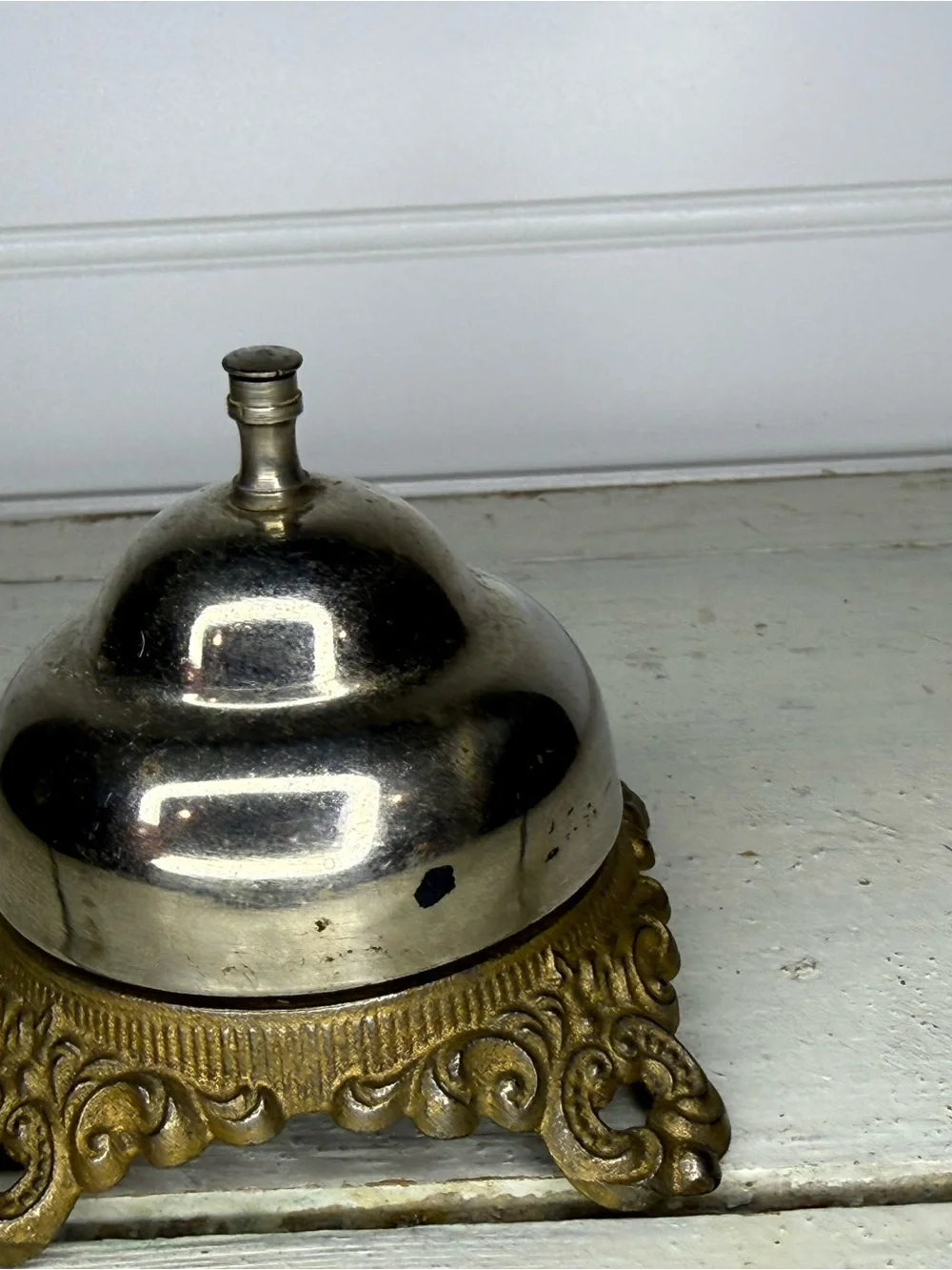 Vintage Decorative Service Bell in Silver and Gold Tone